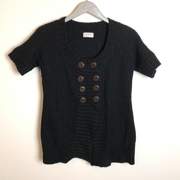 Soft Surroundings Black City Sweater Chunky Knit Cardigan Large L - Picture 2 of 7